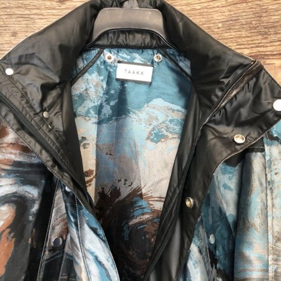 Taakk Mens Large Marble Trench Coat Long Oversized - Picture 7 of 8